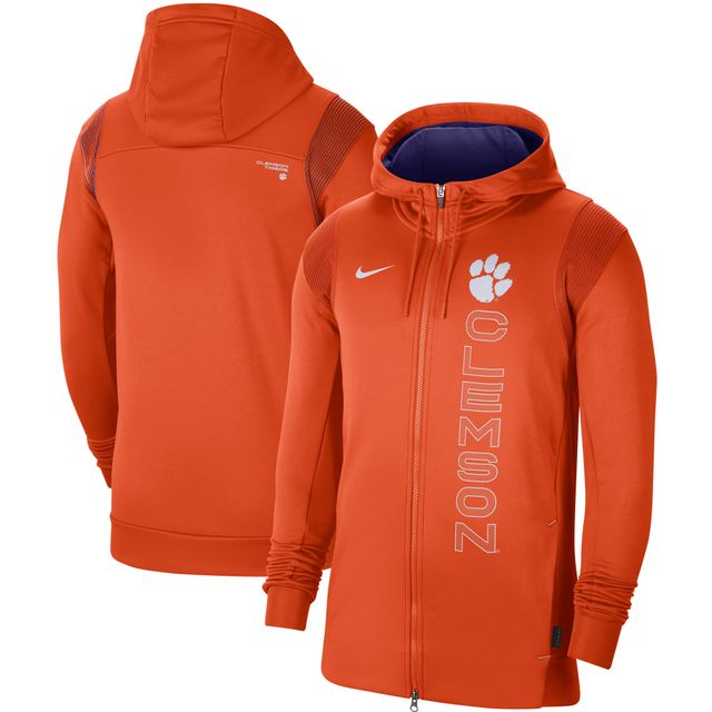 Sweat à capuche entièrement zippé Nike Orange Clemson Tigers 2021 Sideline Performance pour homme