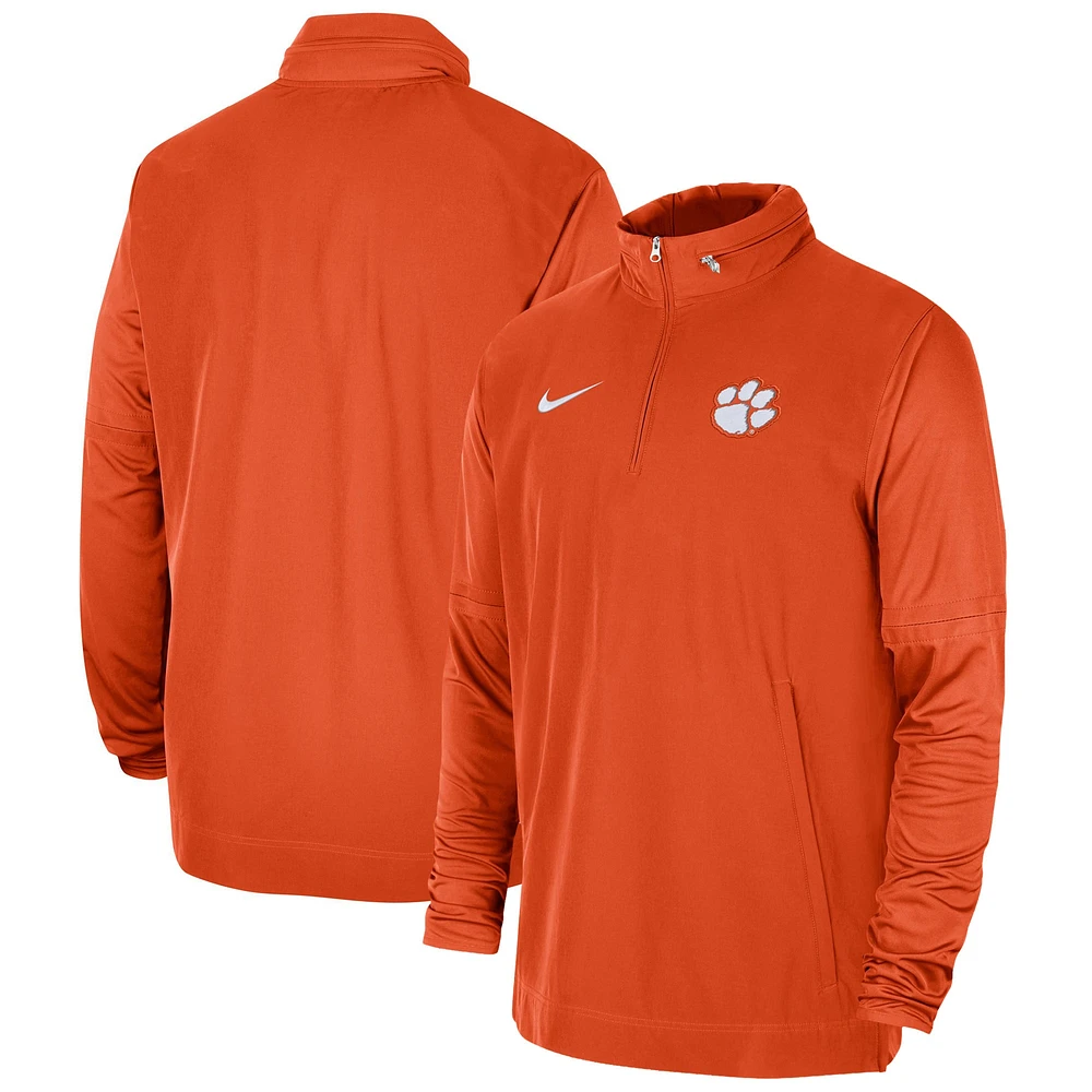 Veste à capuche demi-zip Nike Clemson Tigers 2023 Coach pour homme orange