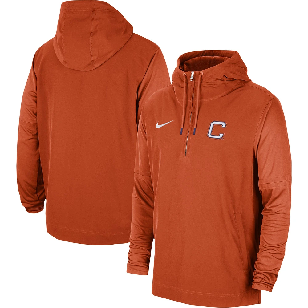 Men's Nike Orange Clemson Tigers 2023 Sideline Player Quarter-Zip Hoodie Jacket