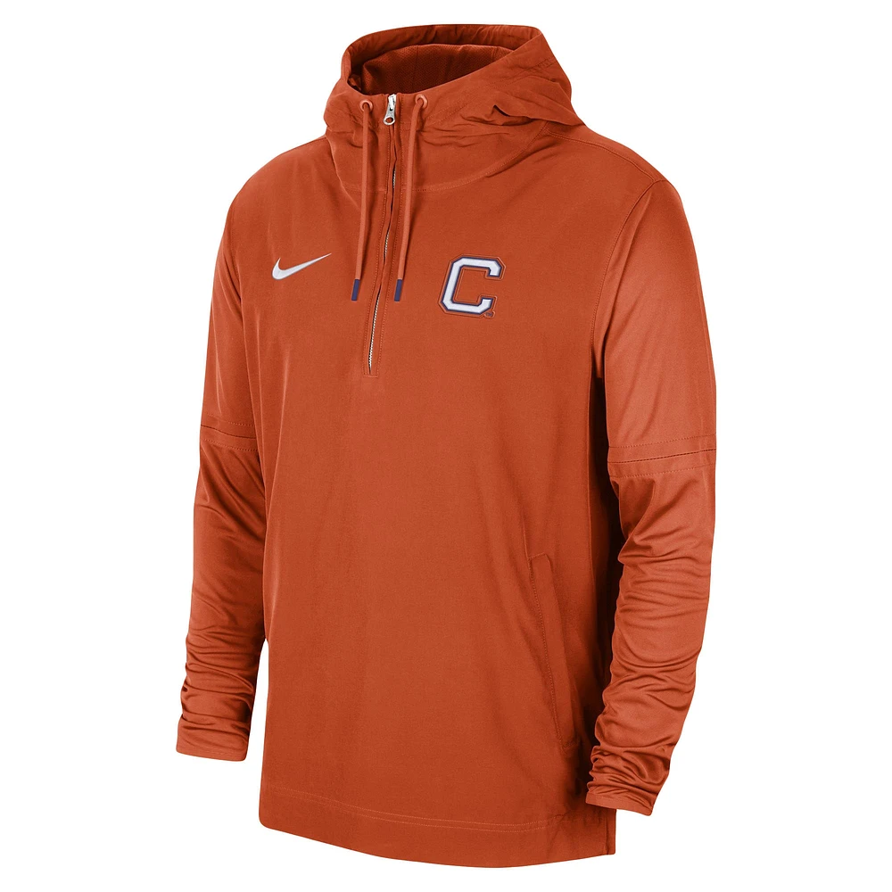 Men's Nike Orange Clemson Tigers 2023 Sideline Player Quarter-Zip Hoodie Jacket