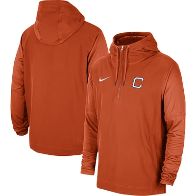 Veste à capuche fermeture éclair quart de joueur Nike Clemson Tigers 2023 Sideline Player pour homme orange