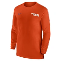 T-shirt à manches longues Nike Orange Clemson Tigers 2024 Sideline Coach UV Performance pour homme