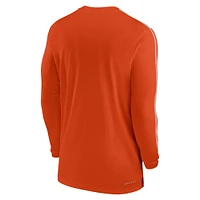 T-shirt à manches longues Nike Orange Clemson Tigers 2024 Sideline Coach UV Performance pour homme