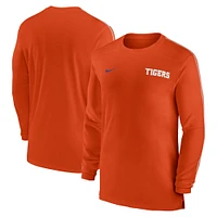 T-shirt à manches longues Nike Orange Clemson Tigers 2024 Sideline Coach UV Performance pour homme