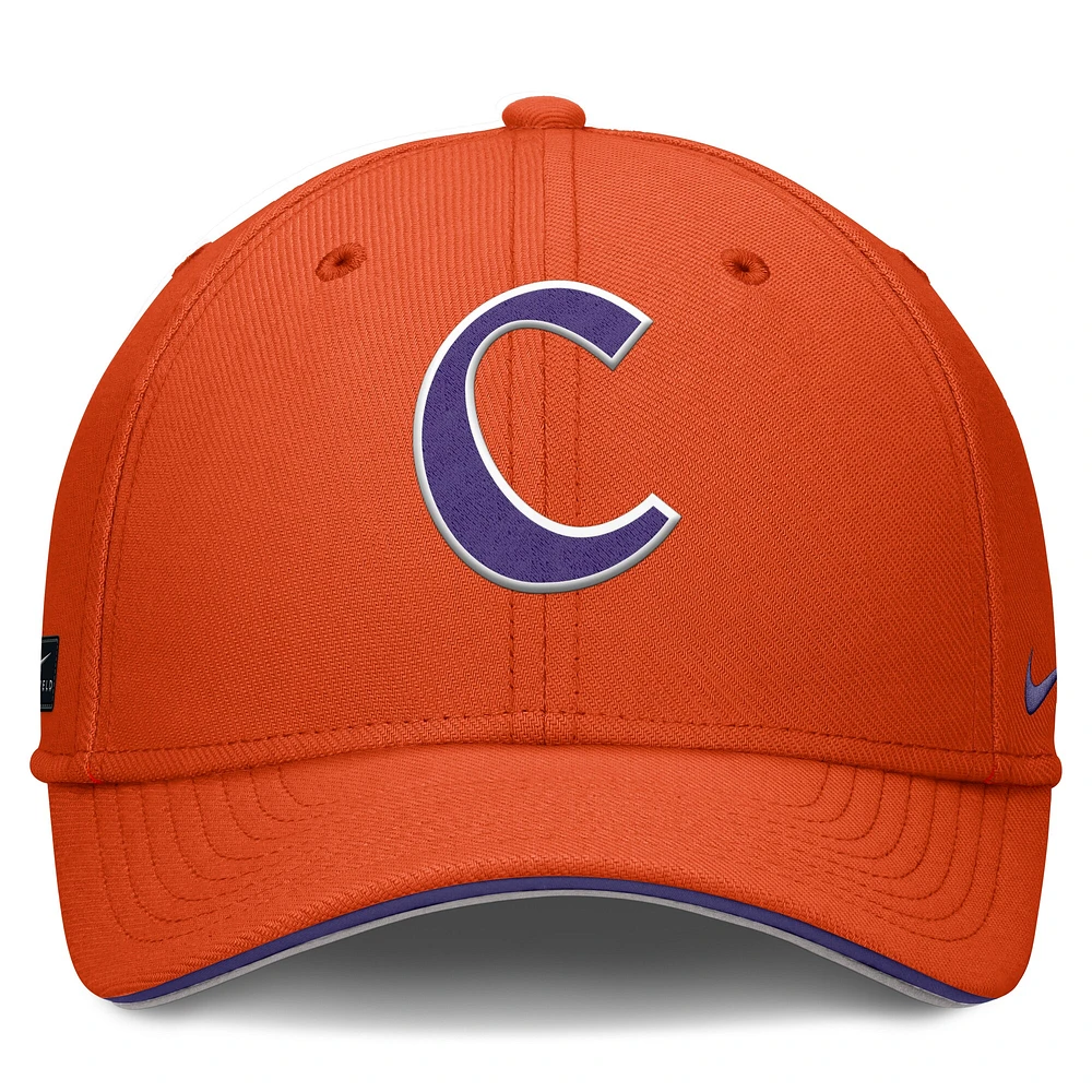 Men's Nike Orange Clemson Tigers 2025 Dugout Coaches Rise Swoosh Performance Flex Hat