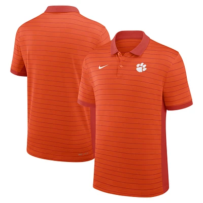 Polo Nike orange à rayures Victory pour homme, début de saison 2025, équipe des Clemson Tigers