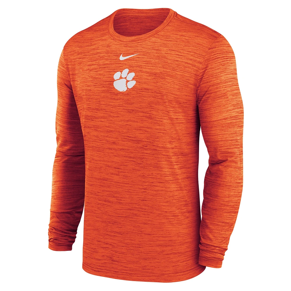 Men's Nike Orange Clemson Tigers 2025 Sideline Velocity Performance Long Sleeve T-Shirt