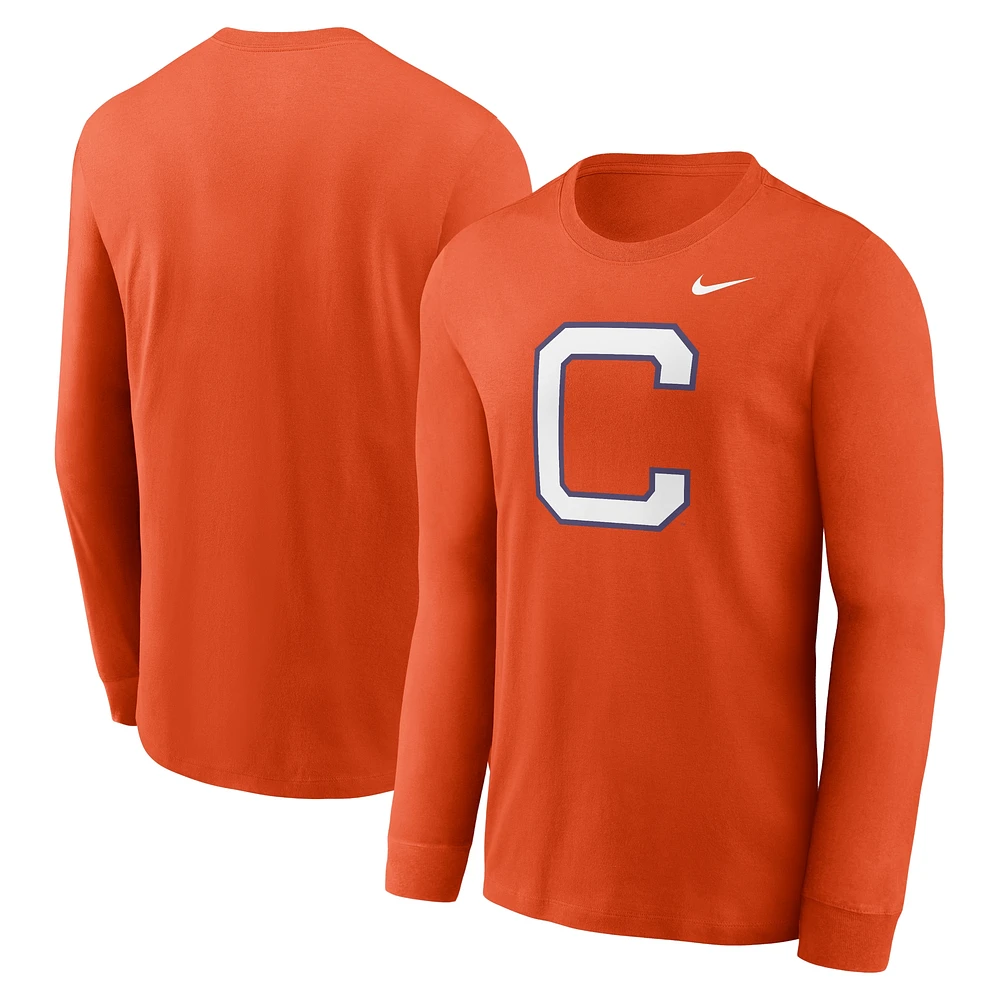 T-shirt à manches longues avec logo alternatif Nike Orange Clemson Tigers pour homme