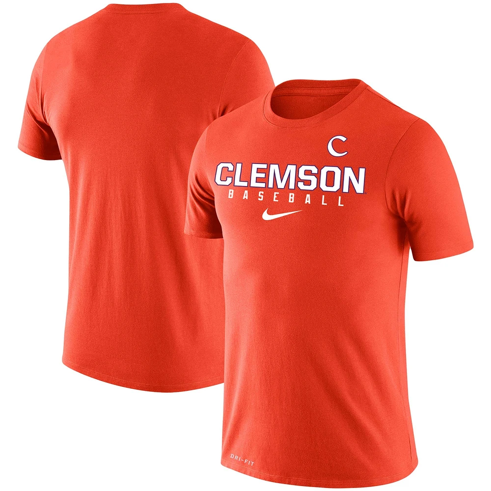 T-shirt de performance coupe slim Nike Clemson Tigers Baseball Legend pour homme