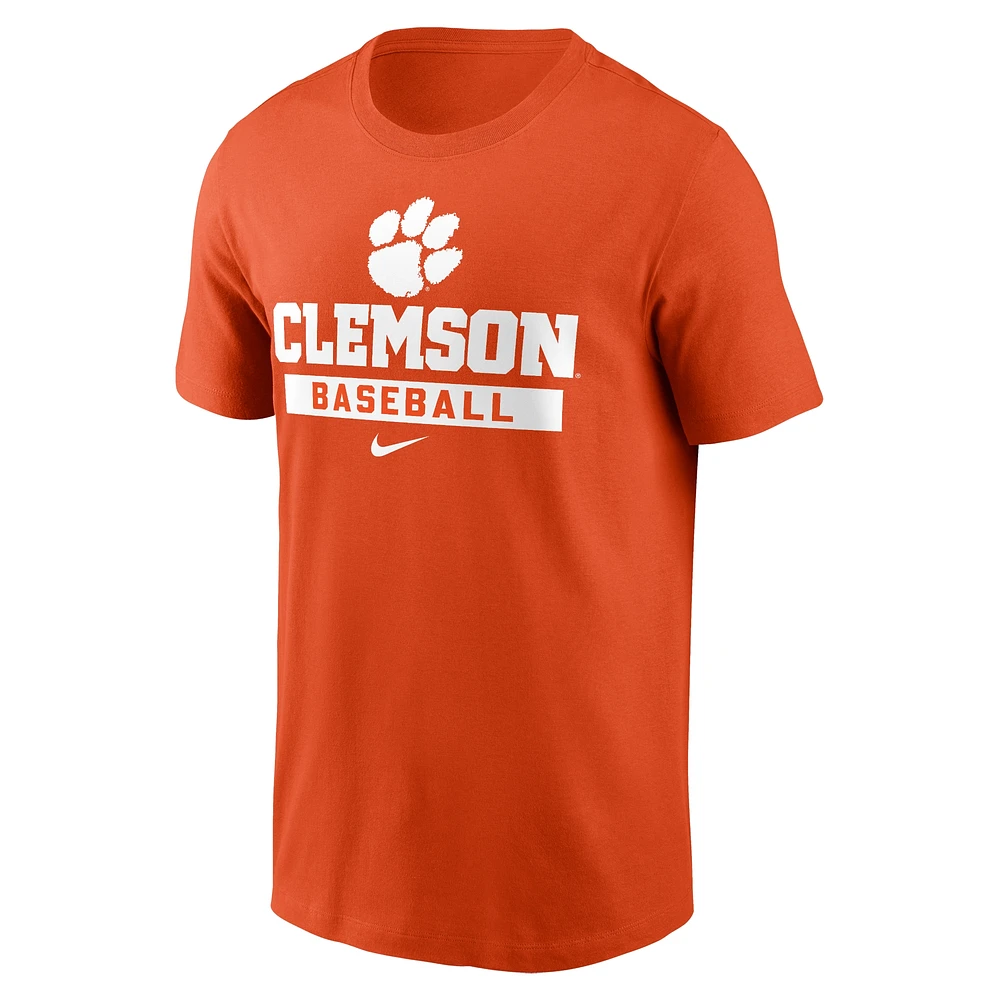 T-shirt de baseball Nike Clemson Tigers orange pour homme