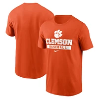 T-shirt de baseball Nike Clemson Tigers orange pour homme