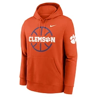 Sweat à capuche en polaire Nike Orange Clemson Tigers Basketball Icon Club pour homme