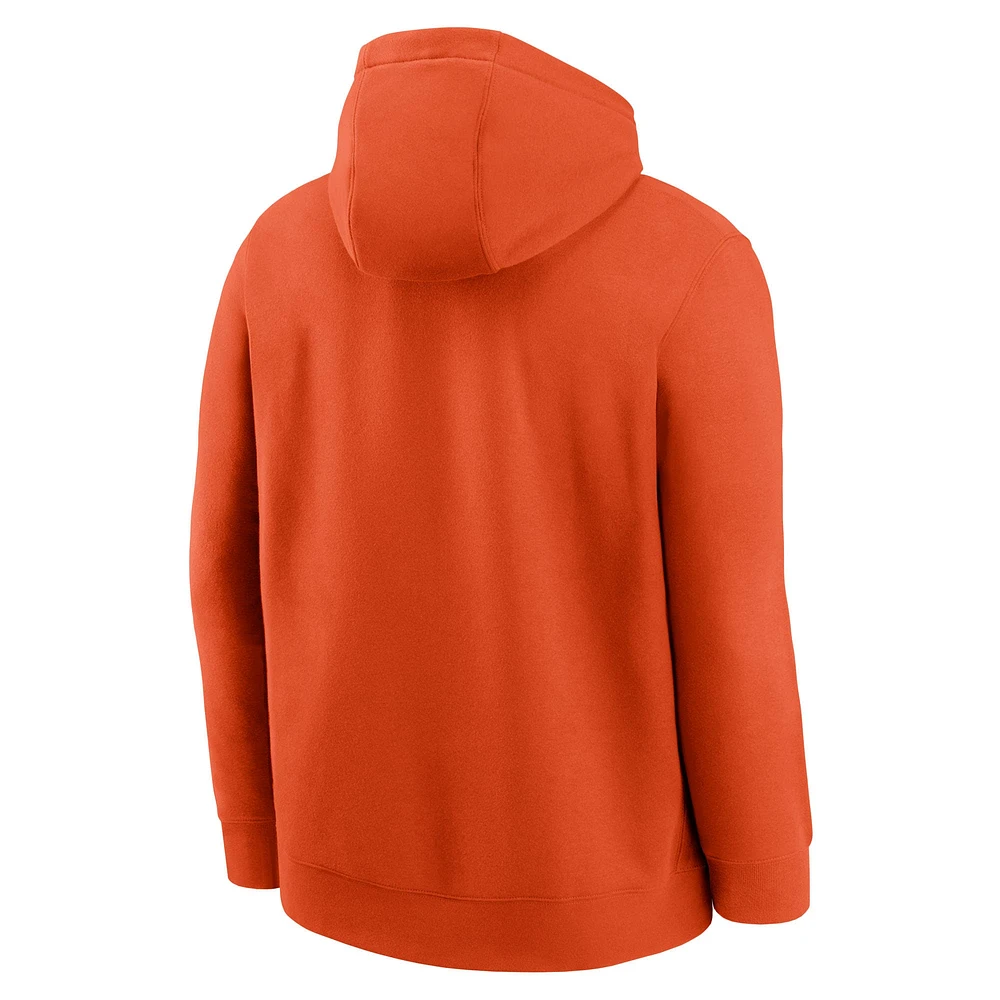 Sweat à capuche en polaire Nike Orange Clemson Tigers Basketball Icon Club pour homme