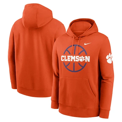 Sweat à capuche en polaire Nike Orange Clemson Tigers Basketball Icon Club pour homme