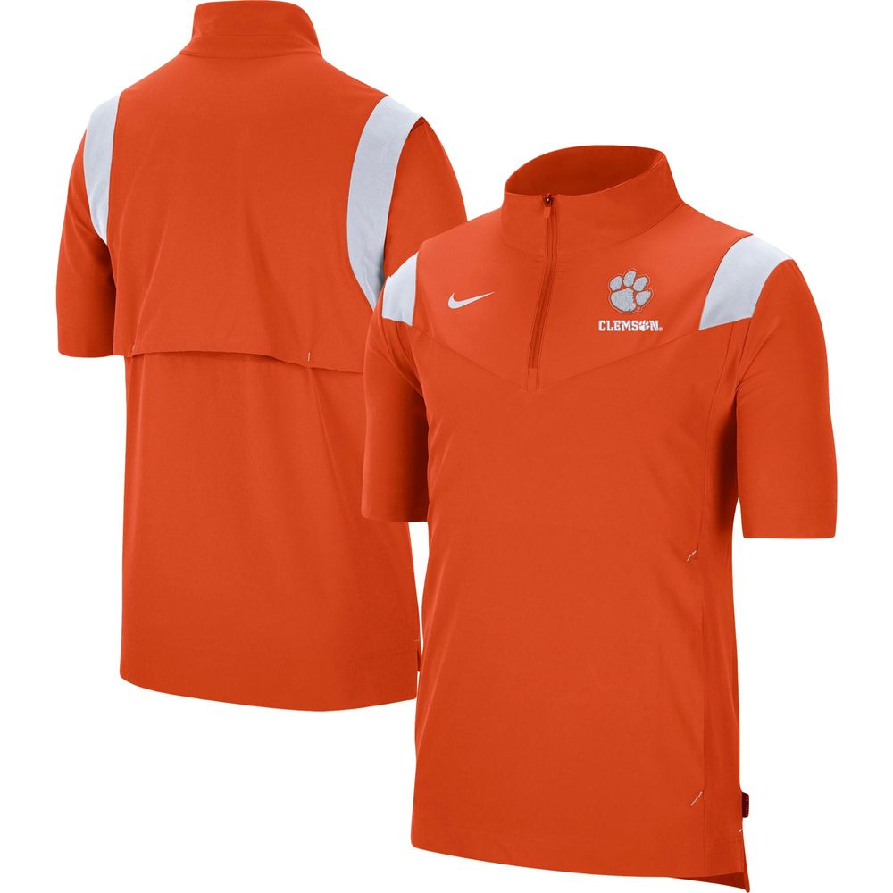 Men's Nike Orange Clemson Tigers Coach Short Sleeve Quarter-Zip Jacket