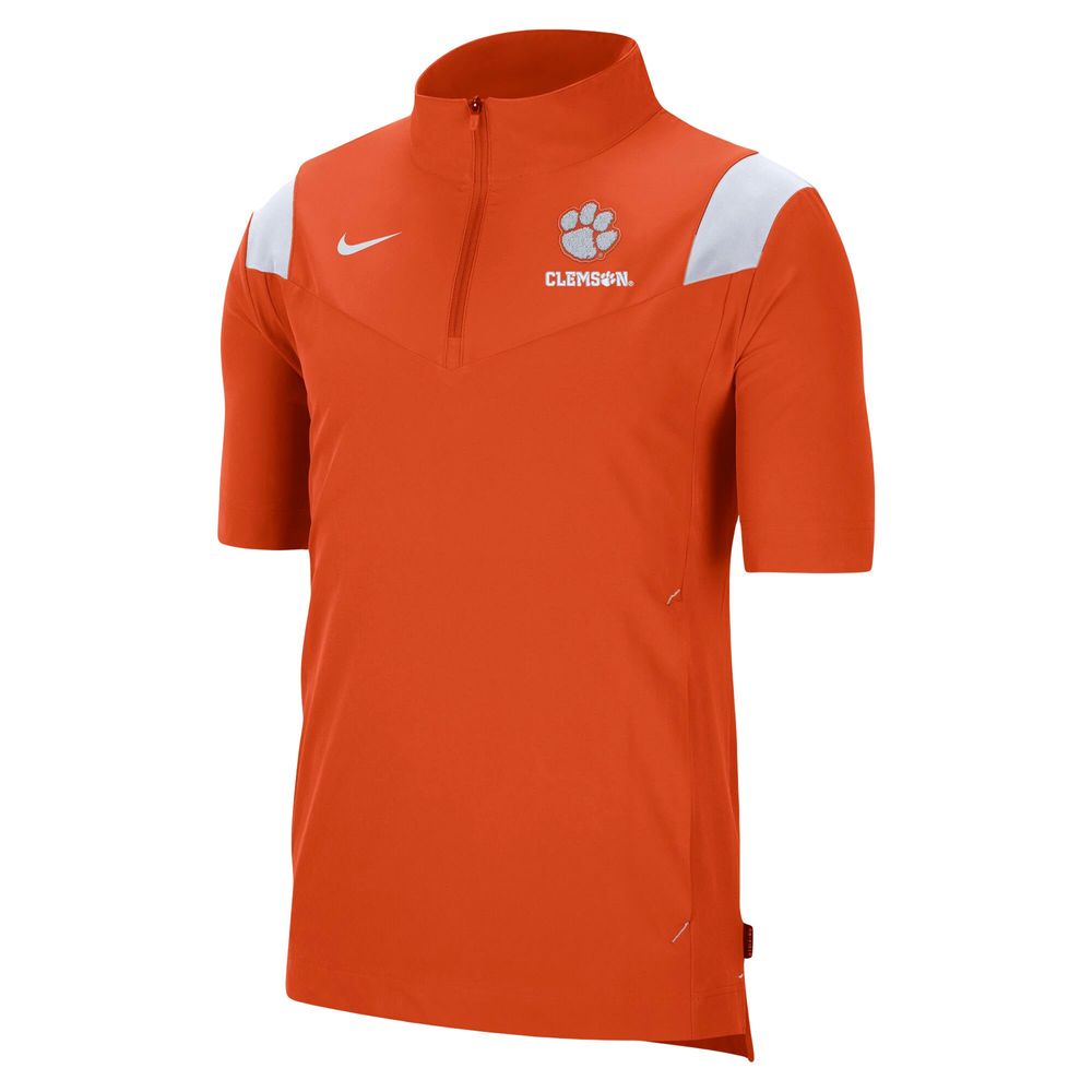 Men's Nike Orange Clemson Tigers Coach Short Sleeve Quarter-Zip Jacket