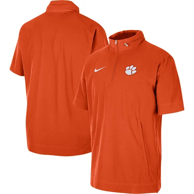 Men's Nike Orange Clemson Tigers Coaches Half-Zip Short Sleeve Jacket