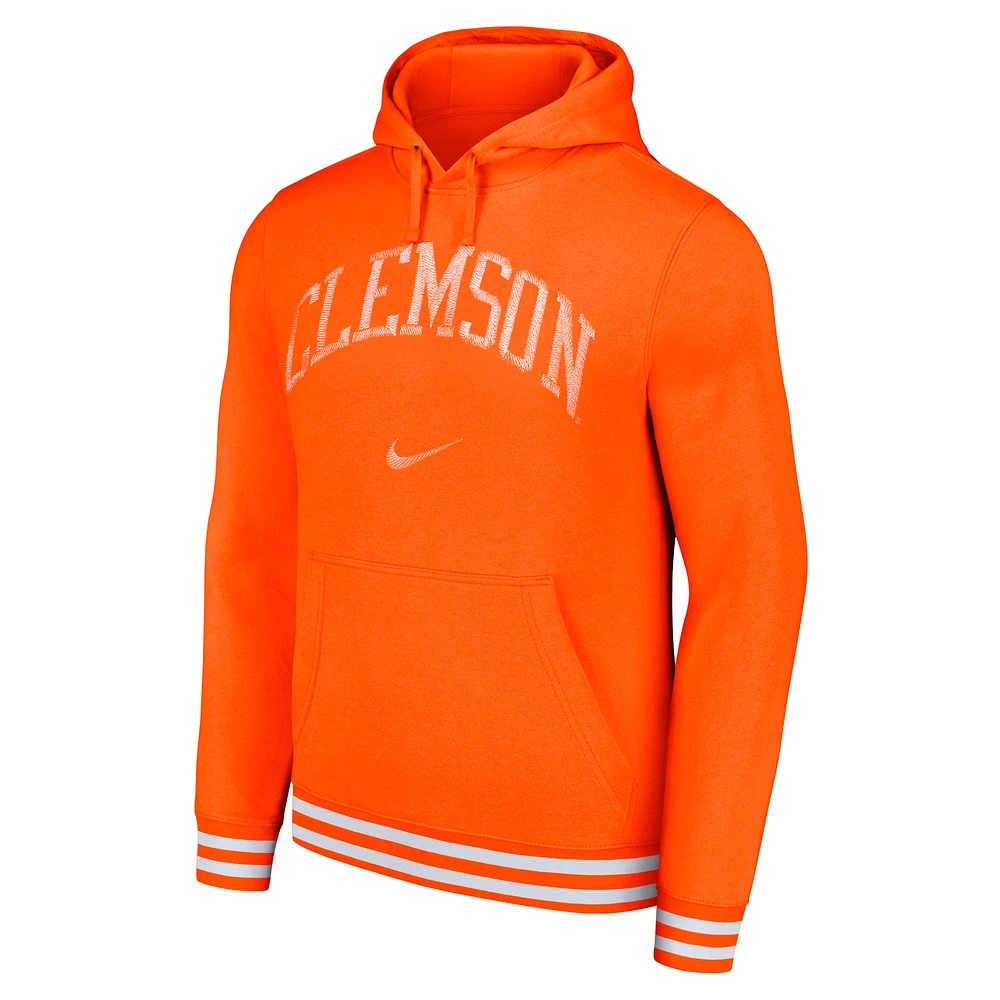 Sweat à capuche ajusté rétro Nike Clemson Tigers en détresse pour homme, orange