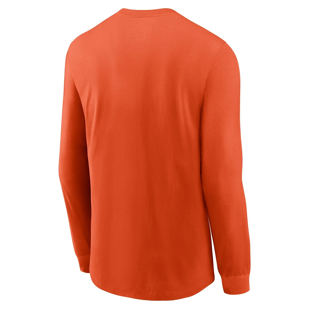 Men's Nike Orange Clemson Tigers Essential Baseball Arch Long Sleeve T-Shirt
