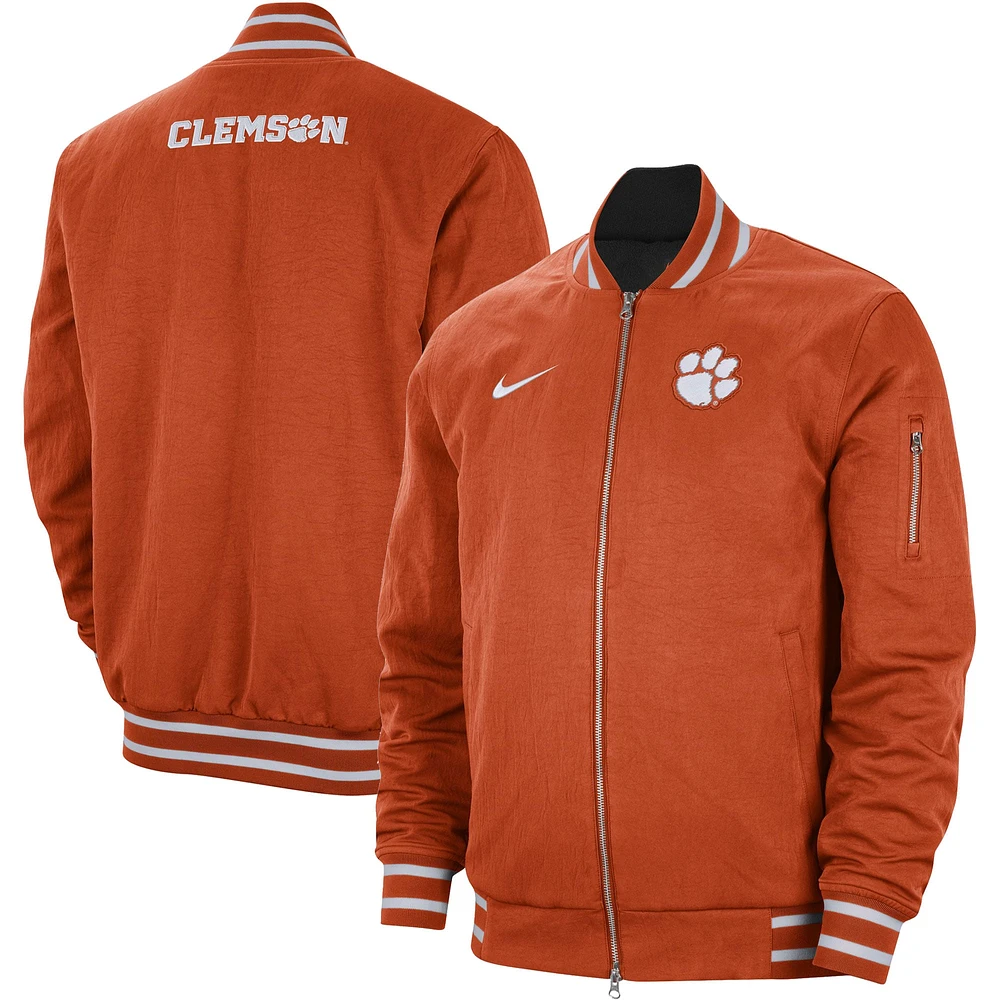 Men's Nike Orange Clemson Tigers Full-Zip Bomber Jacket