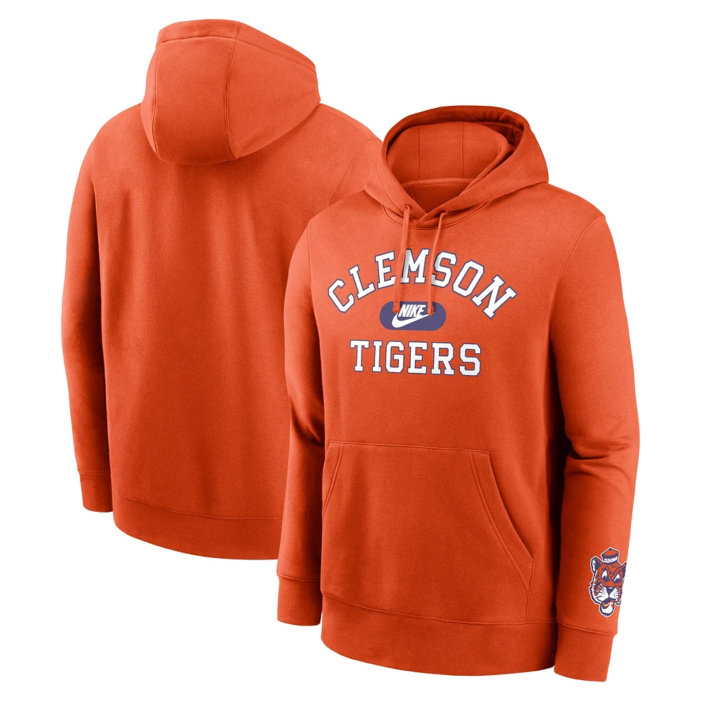 Sweat à capuche Nike Orange Clemson Tigers Legacy Foundational Two-Hit Club Performance pour homme