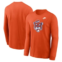 T-shirt à manches longues avec logo principal Nike Orange Clemson Tigers Legacy pour homme