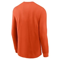 T-shirt à manches longues avec logo principal Nike Orange Clemson Tigers Legacy pour homme