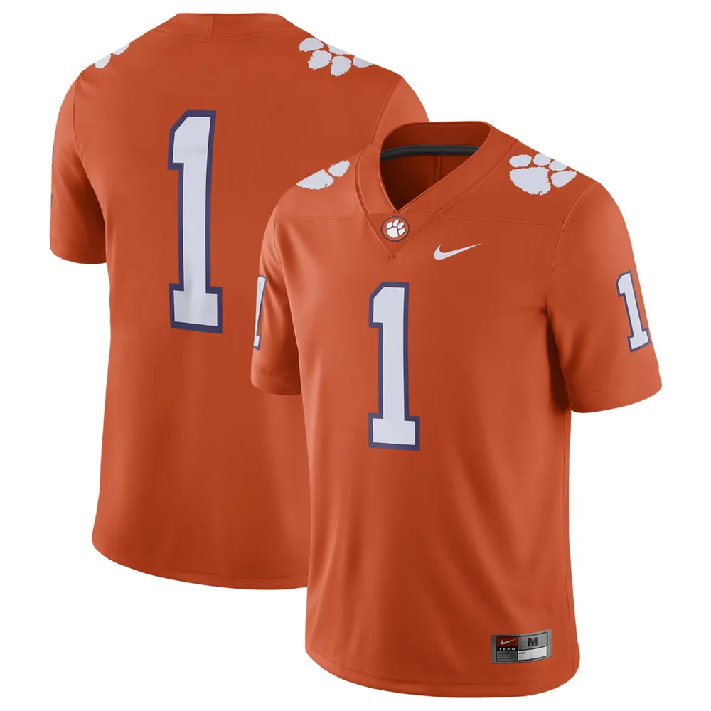 Maillot de match à domicile Nike Clemson Tigers #1 orange pour homme