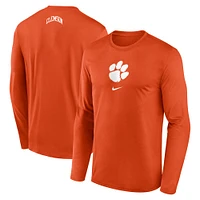 T-shirt à manches longues Nike Orange Clemson Tigers On-Court Basketball Shootaround Performance pour homme