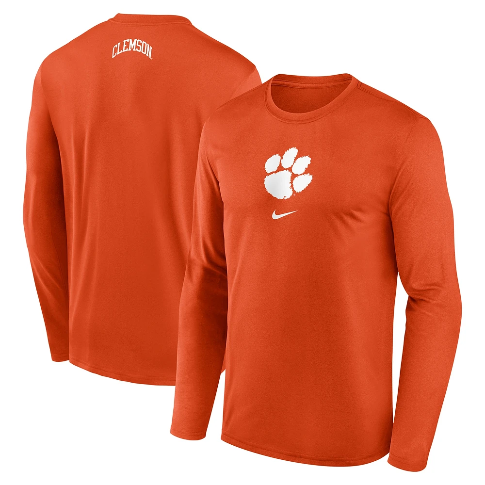 T-shirt à manches longues Nike Orange Clemson Tigers On-Court Basketball Shootaround Performance pour homme