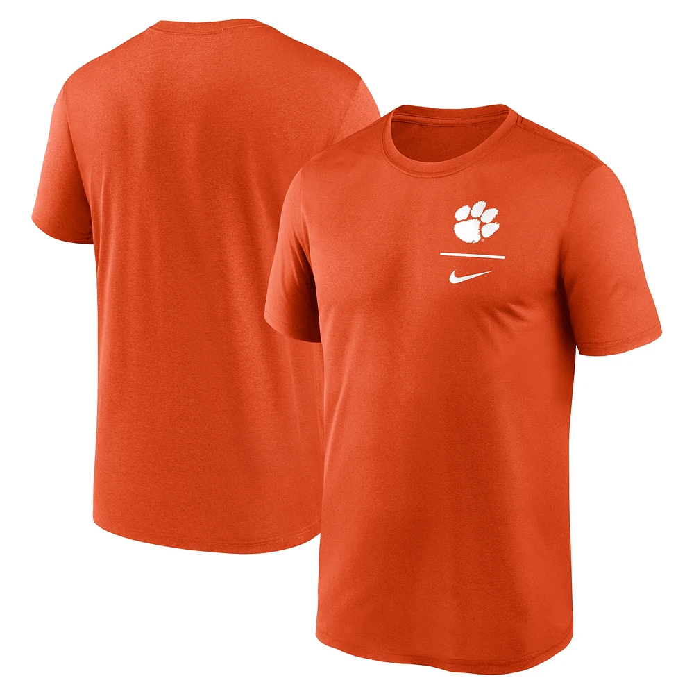 T-shirt Nike Orange Clemson Tigers pour homme avec logo principal Legend Performance