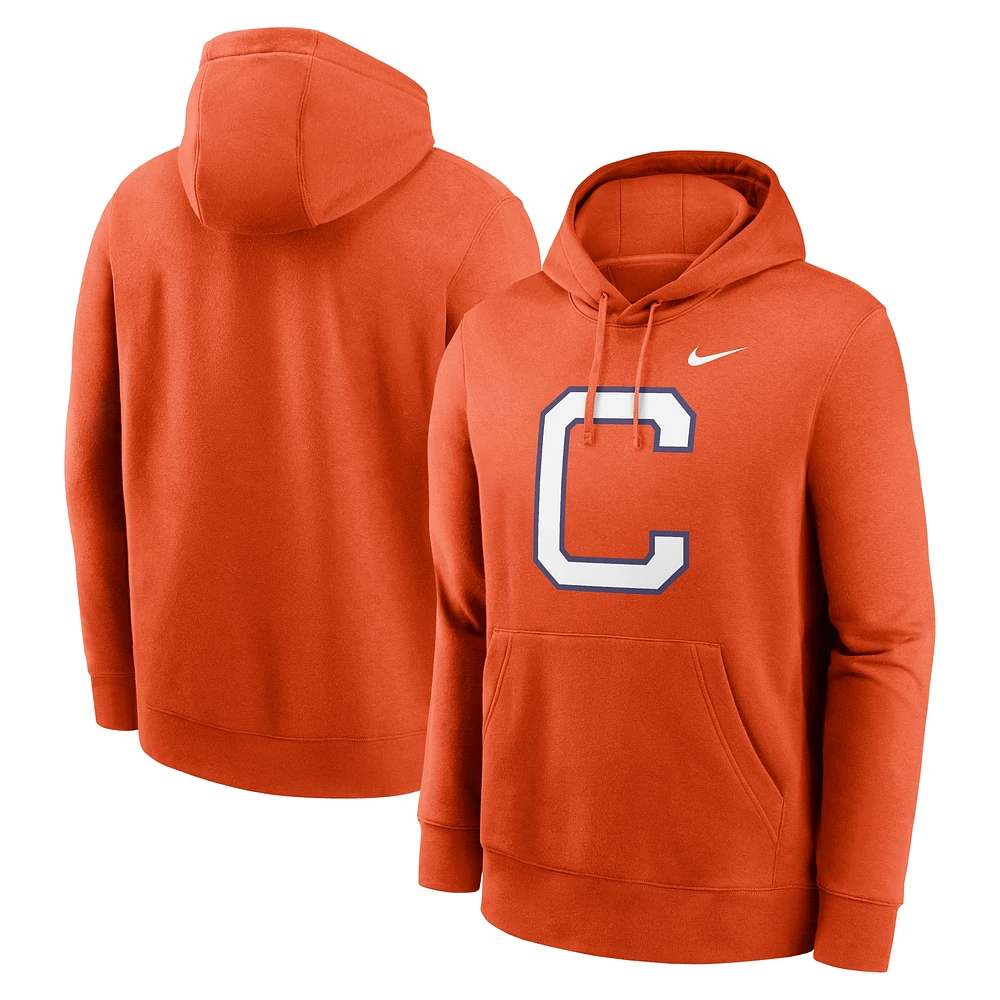 Men's Nike Orange Clemson Tigers Primetime Alternate Logo Club Fleece Pullover Hoodie