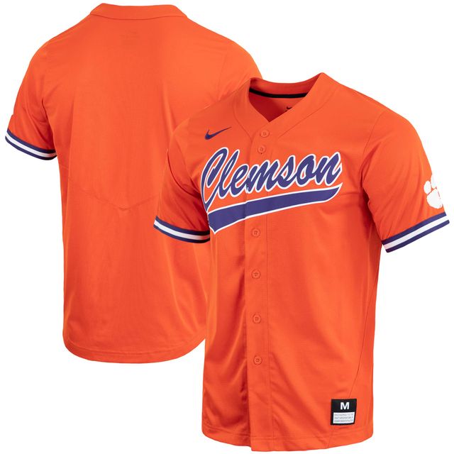 Maillot de baseball réplique à boutons complets Nike orange Clemson Tigers pour homme