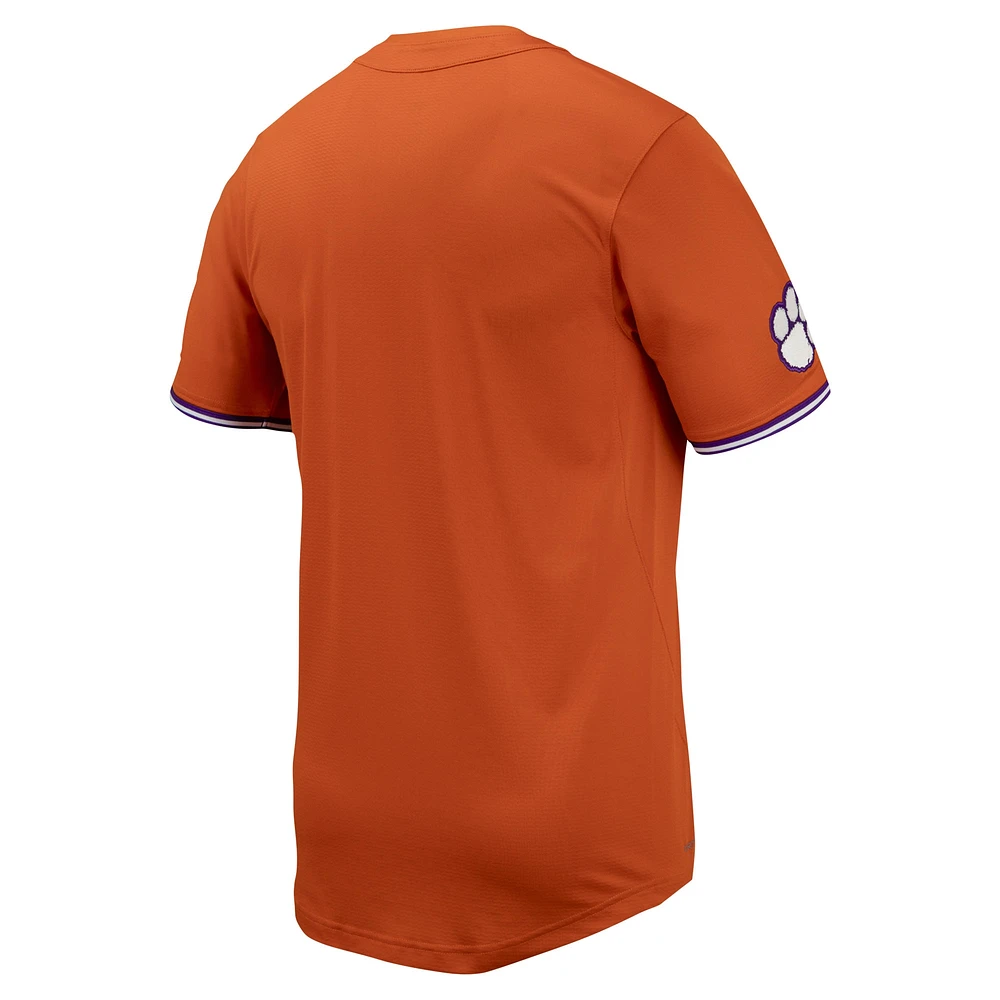 Maillot de baseball réplique à boutons complets Nike orange Clemson Tigers pour homme