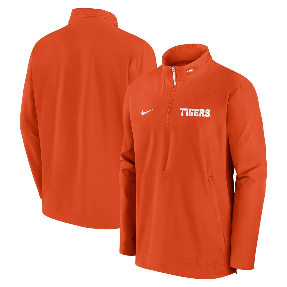 Veste Nike orange Clemson Tigers Sideline Coaches à quart de zip pour homme