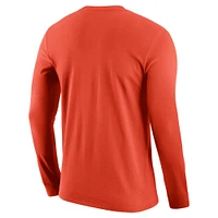 Men's Nike Orange Clemson Tigers Team Lockup 2-Hit Long Sleeve T-Shirt