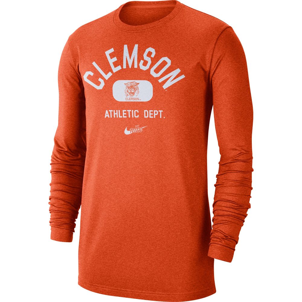 Men's Nike Orange Clemson Tigers Textured Long Sleeve T-Shirt