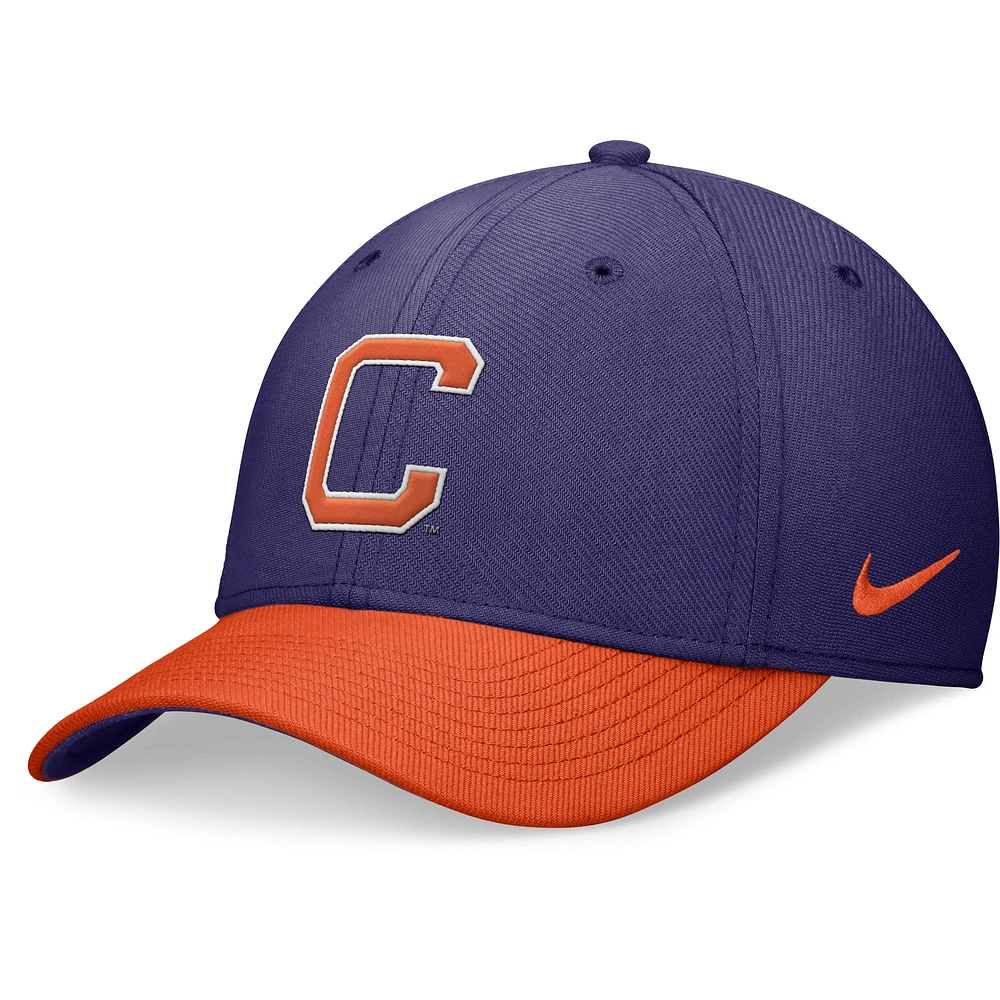 Casquette Nike Clemson Tigers Rise Swoosh Flex violet/orange pour homme