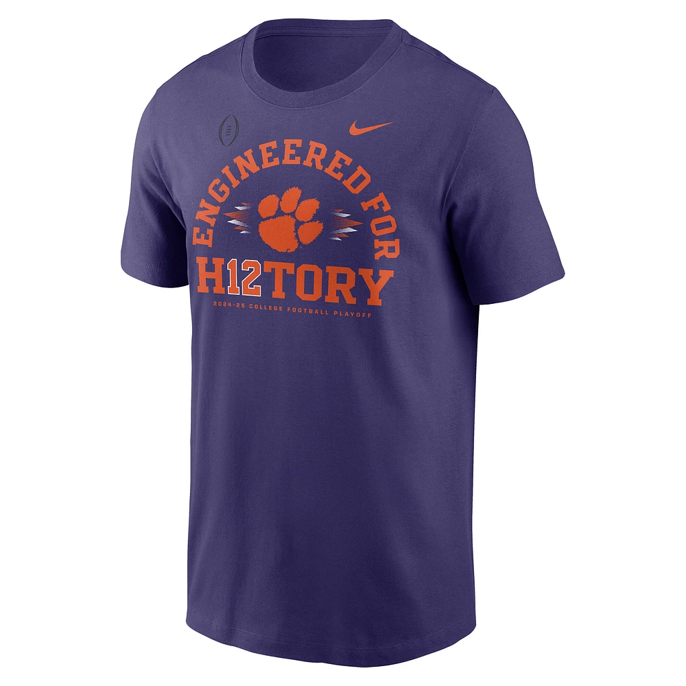 T-shirt Nike violet pour homme Clemson Tigers 2024 College Football Playoff, conçu l'histoire