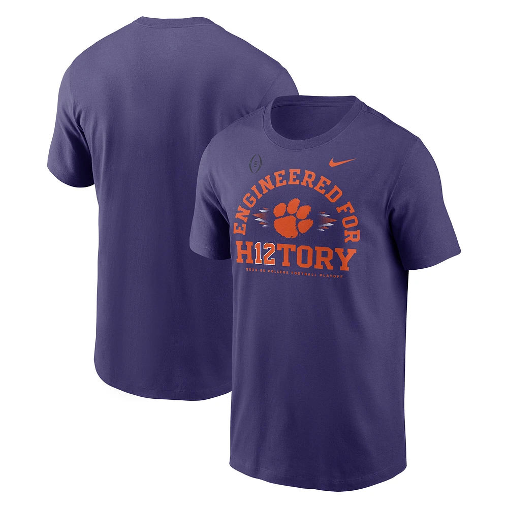 T-shirt Nike violet pour homme Clemson Tigers 2024 College Football Playoff, conçu l'histoire