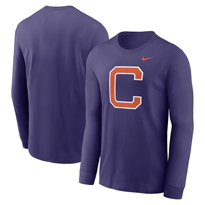 T-shirt à manches longues Nike violet pour homme avec logo alternatif des Clemson Tigers