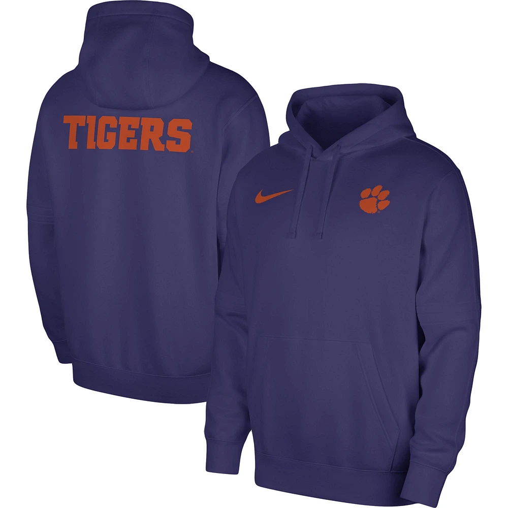 Sweat à capuche Nike Clemson Tigers Club violet pour homme