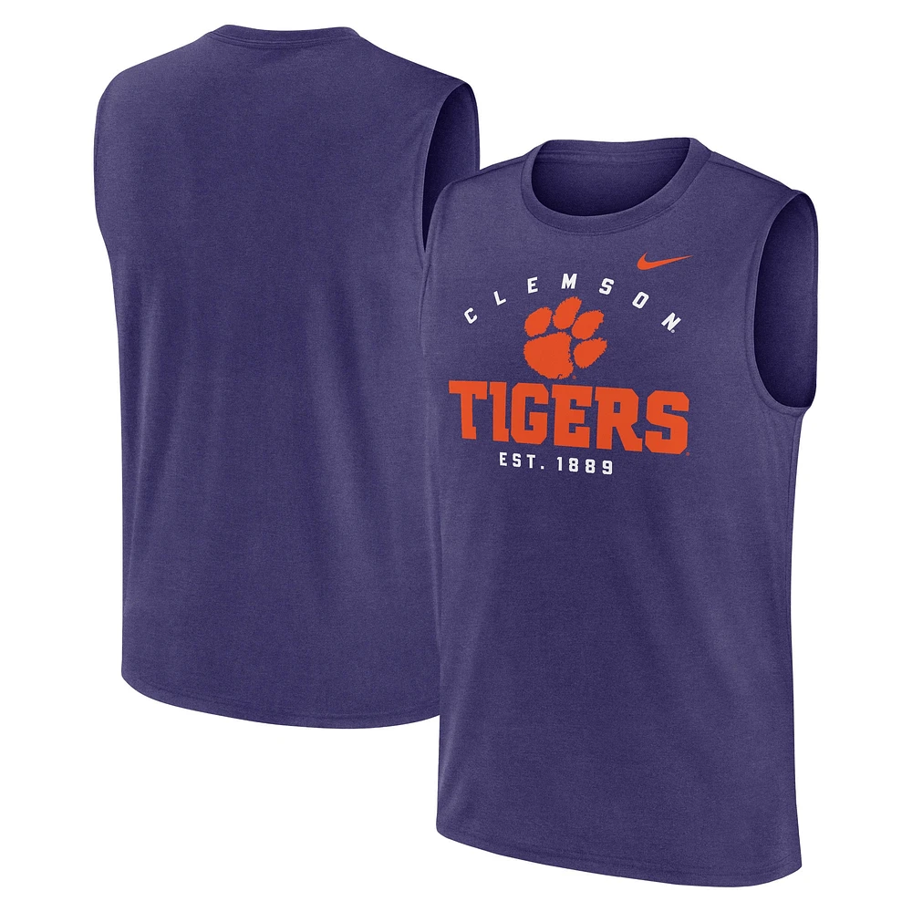 Men's Nike Purple Clemson Tigers Primetime Legend Lock Up Performance Muscle Tank Top