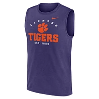 Men's Nike Purple Clemson Tigers Primetime Legend Mascot Lock Up Performance Muscle Tank Top