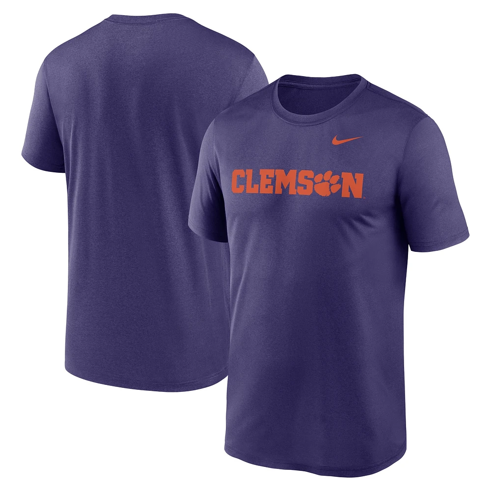 T-shirt Nike violet Clemson Tigers Primetime Legend Wordmark pour homme