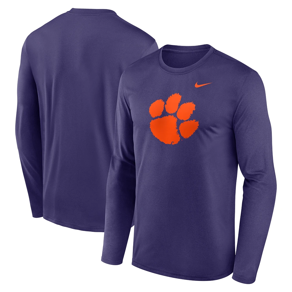 T-shirt à manches longues Nike violet pour homme Clemson Tigers Primetime Primary Legend