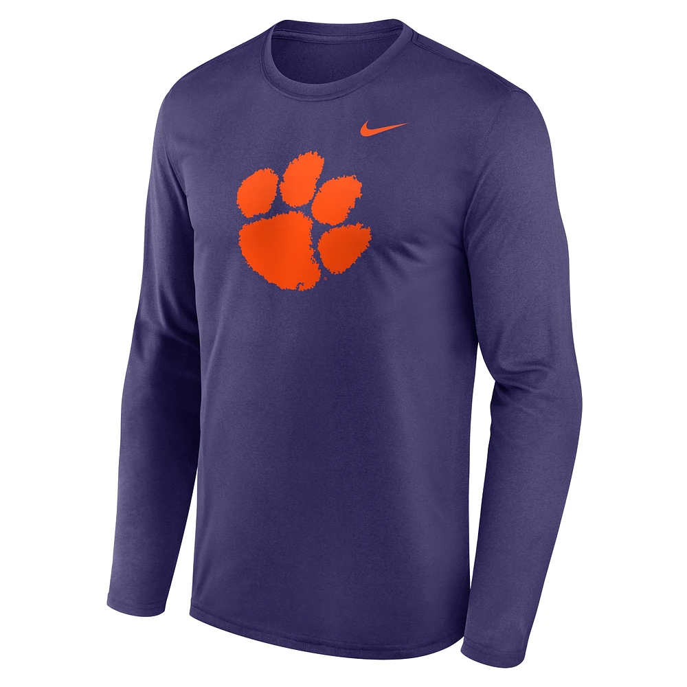 T-shirt à manches longues Nike violet pour homme Clemson Tigers Primetime Primary Legend