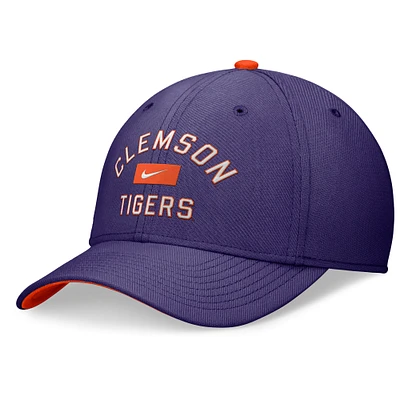 Casquette Nike Primetime Rise Swoosh Flex violette pour homme des Clemson Tigers