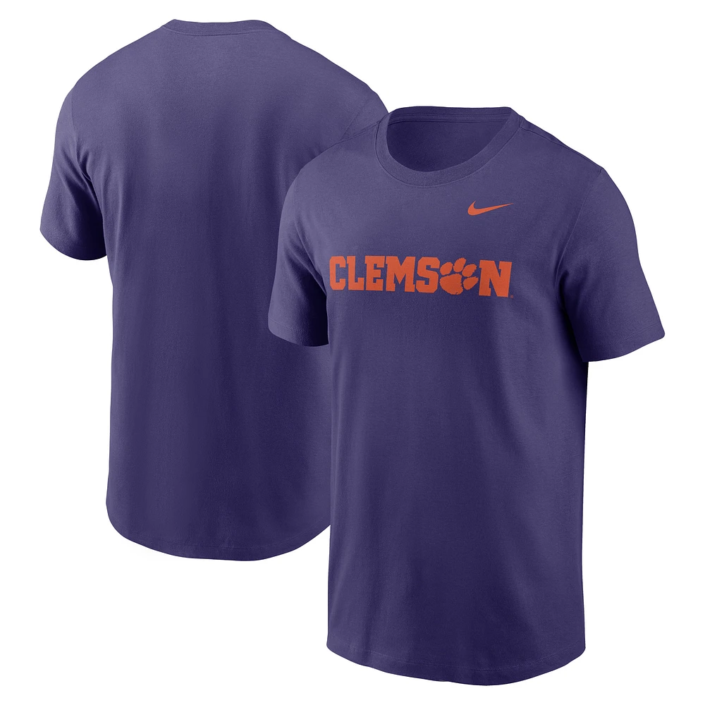 T-shirt Nike violet Clemson Tigers Primetime Wordmark pour homme