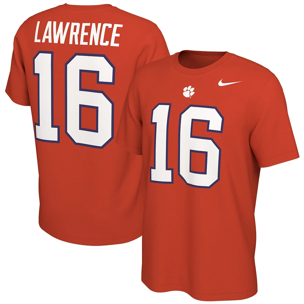 T-shirt avec nom et numéro des anciens élèves Clemson Tigers Nike Trevor Lawrence pour homme